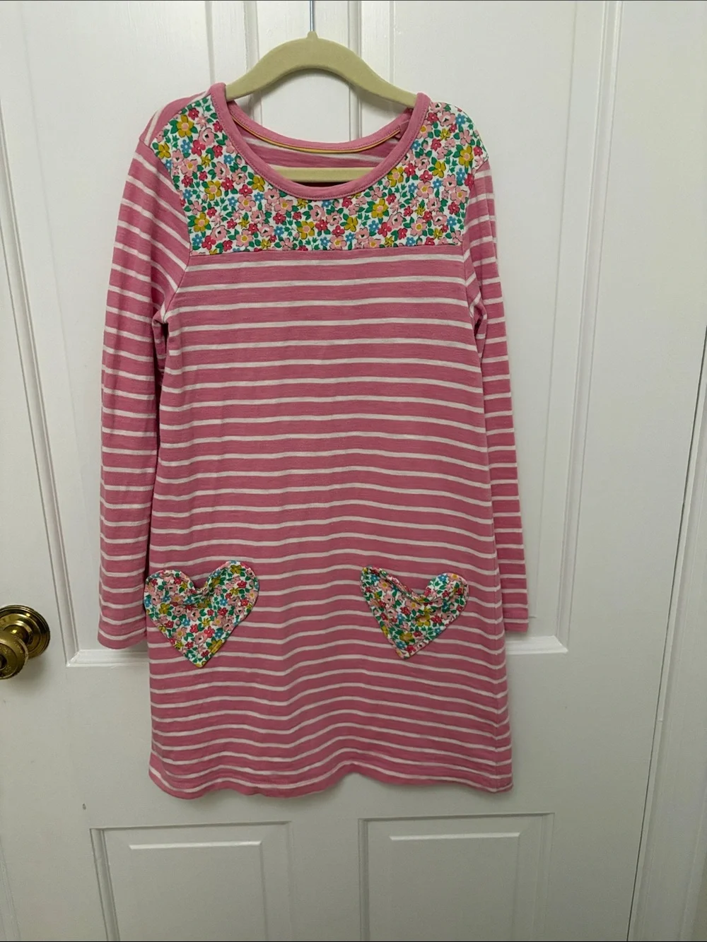 7-8 years Mini Boden Floral and Striped Dress: back to school